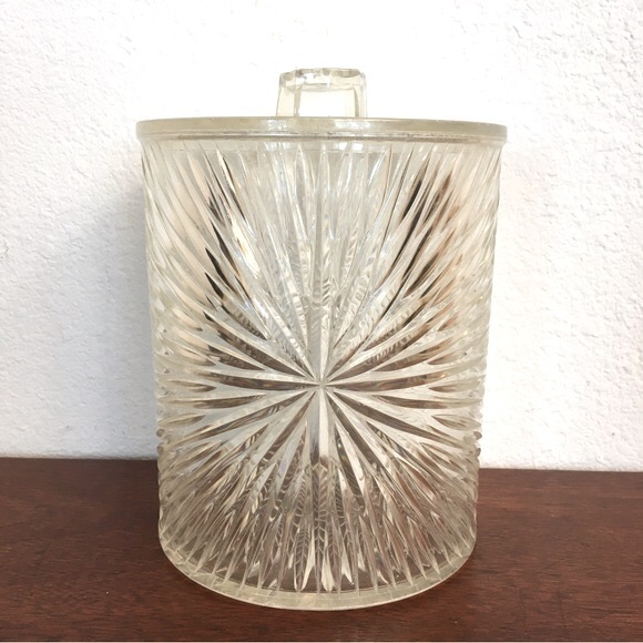 Vintage MCM Clear Atomic Starburst Acrylic container with Lid OS Lucite jar - Picture 1 of 5